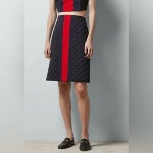 Gucci Sherry Quilted Black skirt, Navy & Red stripe detail, 
*NWT* SZ 38 /Small